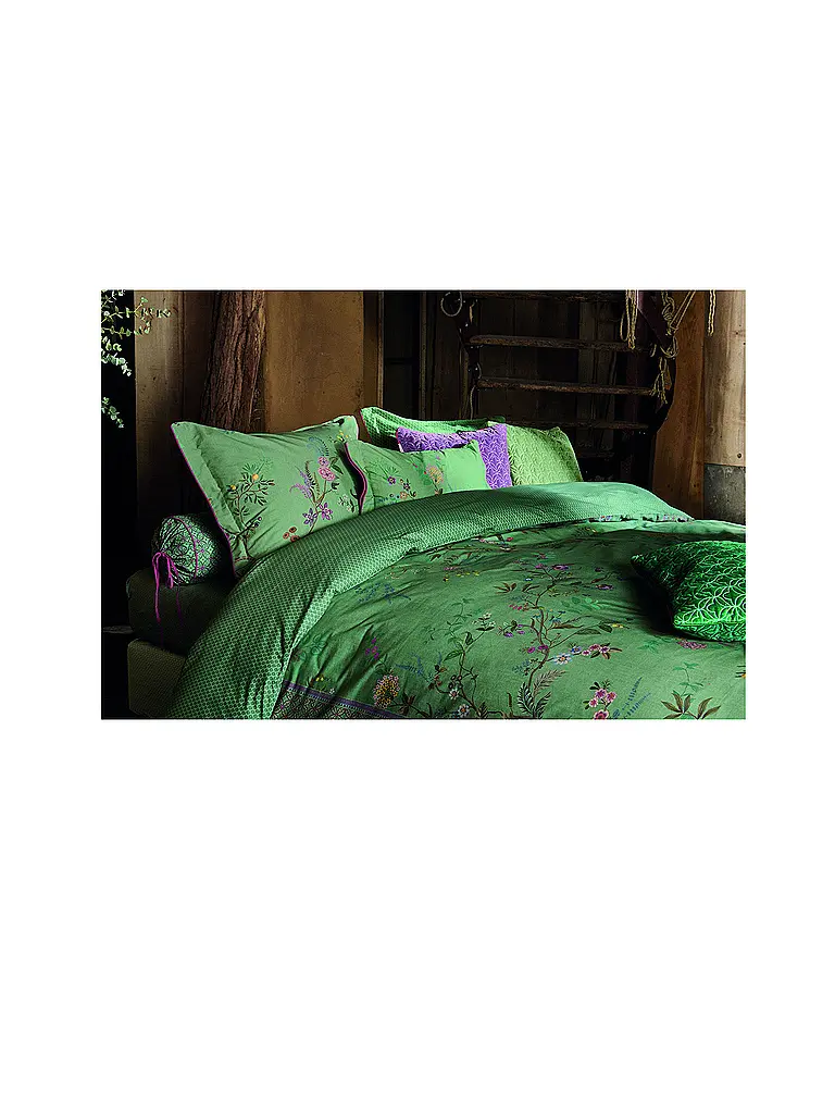 PIP STUDIO | Ropa de cama de percal BUSTANI 70x90cm/140x200cm Verde | Verde oscuro