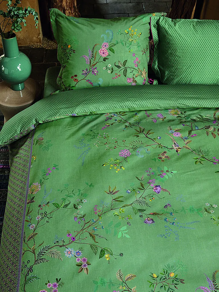 PIP STUDIO | Ropa de cama de percal BUSTANI 70x90cm/140x200cm Verde | Verde oscuro