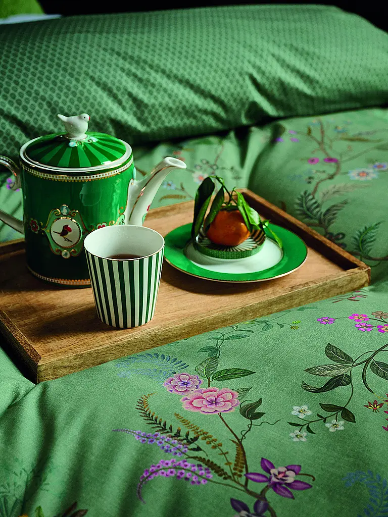 PIP STUDIO | Ropa de cama de percal BUSTANI 70x90cm/140x200cm Verde | Verde oscuro