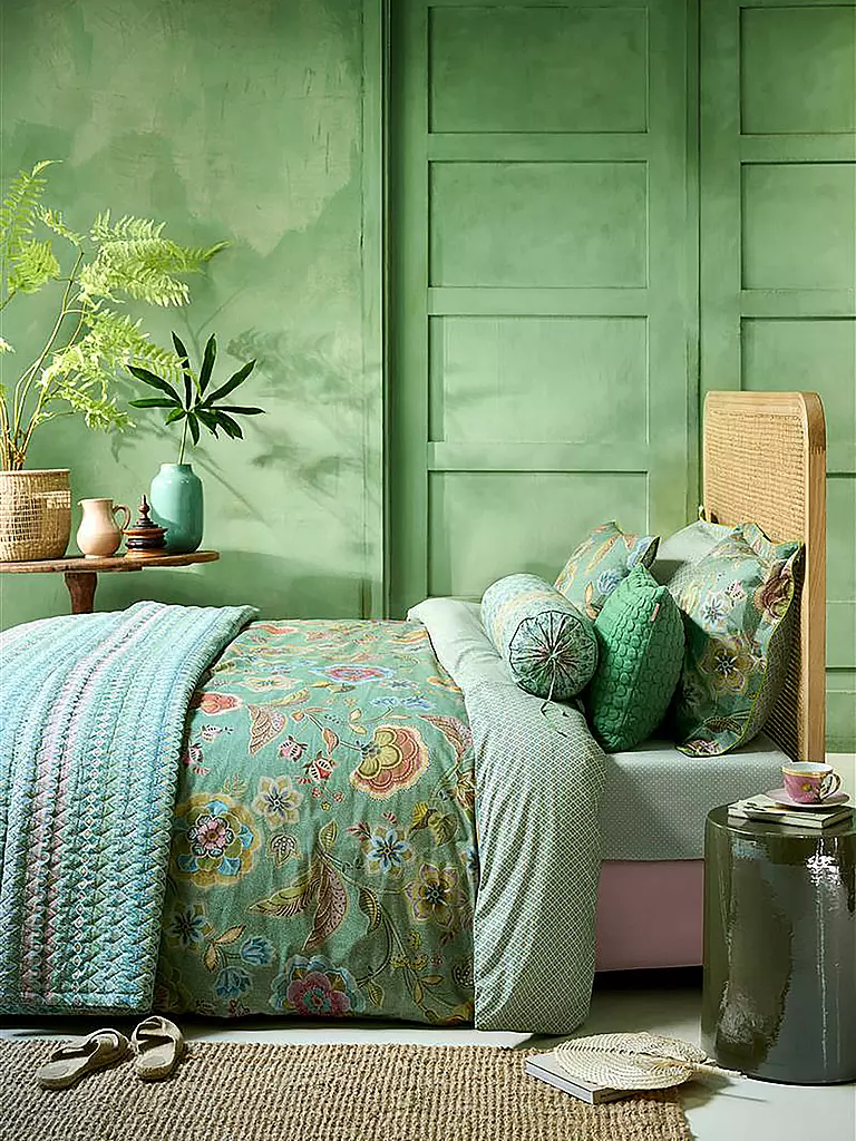 PIP STUDIO | Ropa de cama de percal MATATA 70x90cm / 140x200cm Verde | Verde
