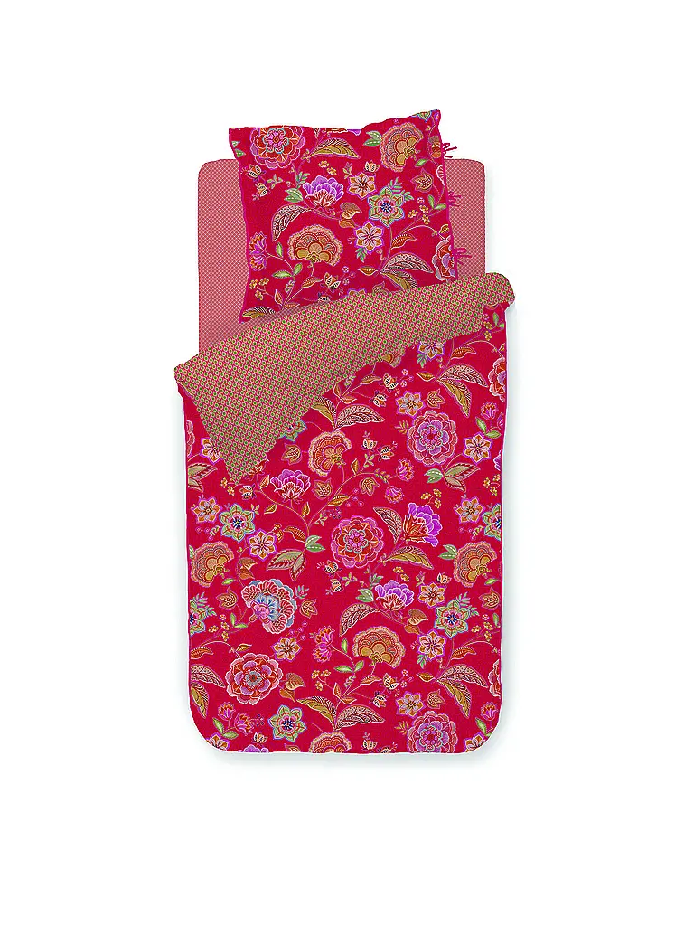 PIP STUDIO | Ropa de cama de percal MATATA 70x90cm/140x200cm Rojo | Rojo oscuro