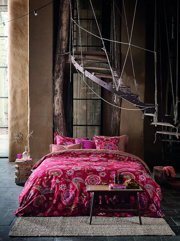 PIP STUDIO | Ropa de cama de percal MATATA 70x90cm/140x200cm Rojo | Rojo oscuro