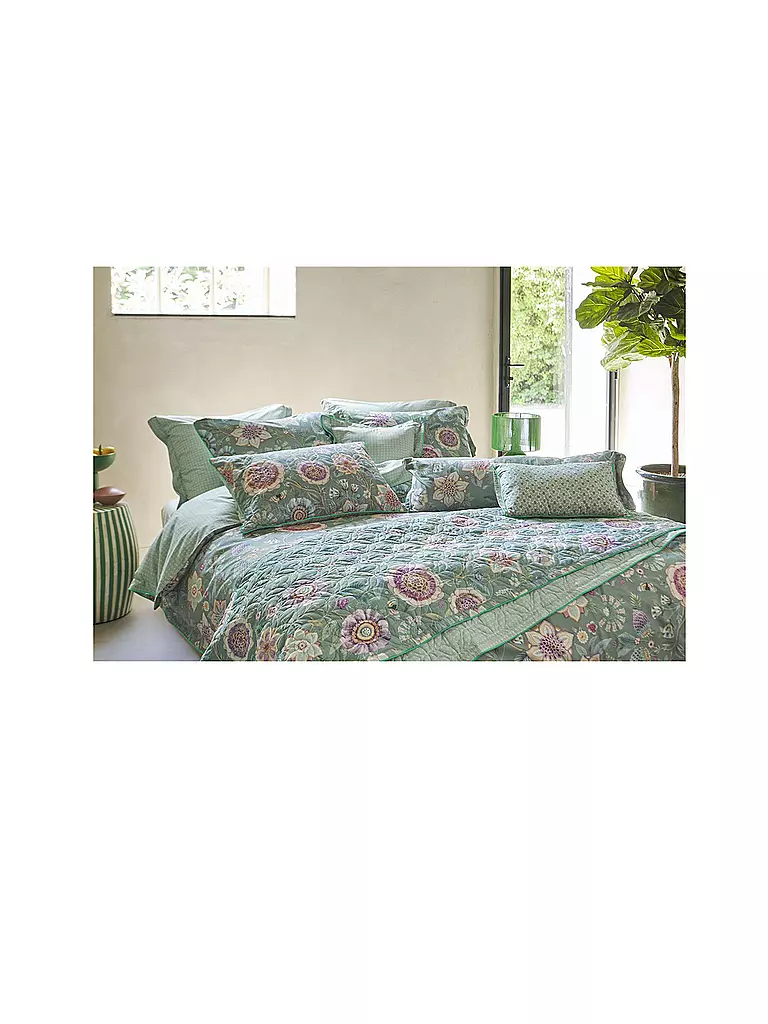 PIP STUDIO | Ropa de cama de percal VIVA LAS FLORES 70x90cm/140x200cm Verde |