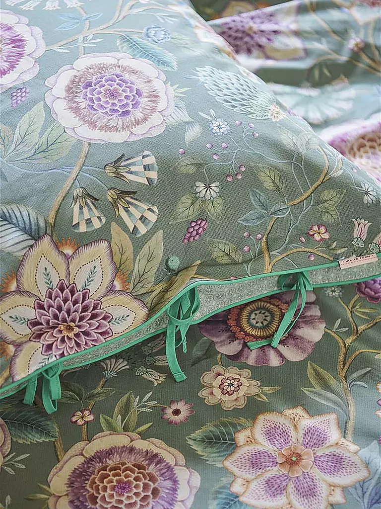 PIP STUDIO | Ropa de cama de percal VIVA LAS FLORES 70x90cm/140x200cm Verde |