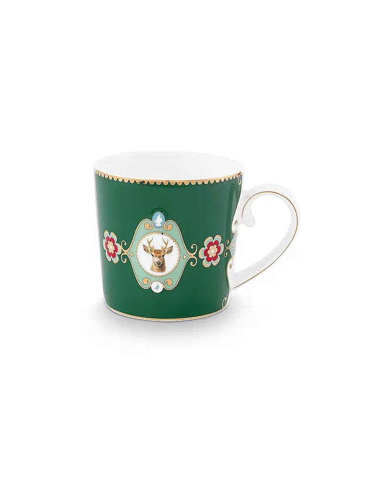 PIP STUDIO | Taza pequeña con asa LOVE BIRDS MEDALLION Verde Oscuro | Verde oscuro