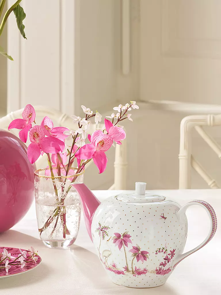 PIP STUDIO | Teekanne Large 1,6l JOLIE DOTS Oro/Rosa | Blanco