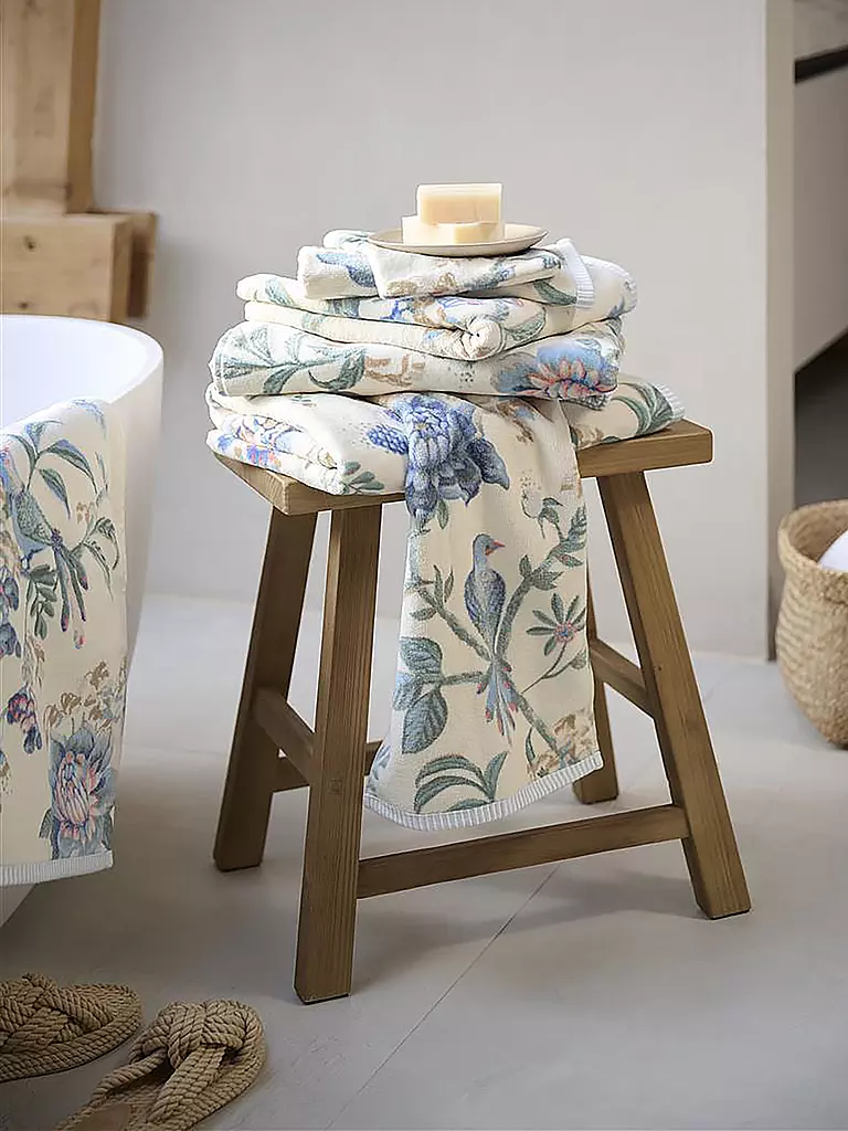 PIP STUDIO | Toalla de ducha 70x140cm SECRET GARDEN Blanco-Azul | Blanco