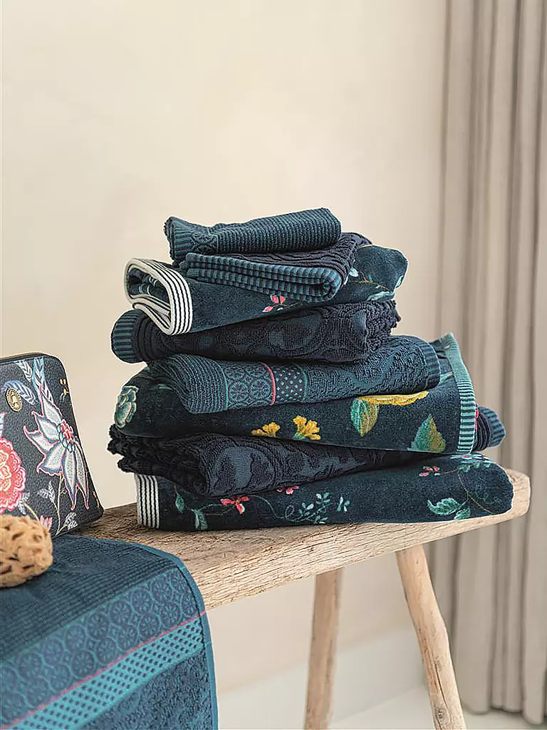 PIP STUDIO | Toalla de ducha LES FLEURS 70x140cm Azul Oscuro | Azul oscuro