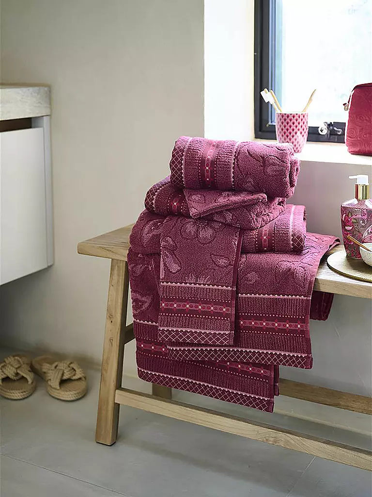 PIP STUDIO | Toalla JASMIN JACQUARD 55x100cm Rosa Oscuro | Baya
