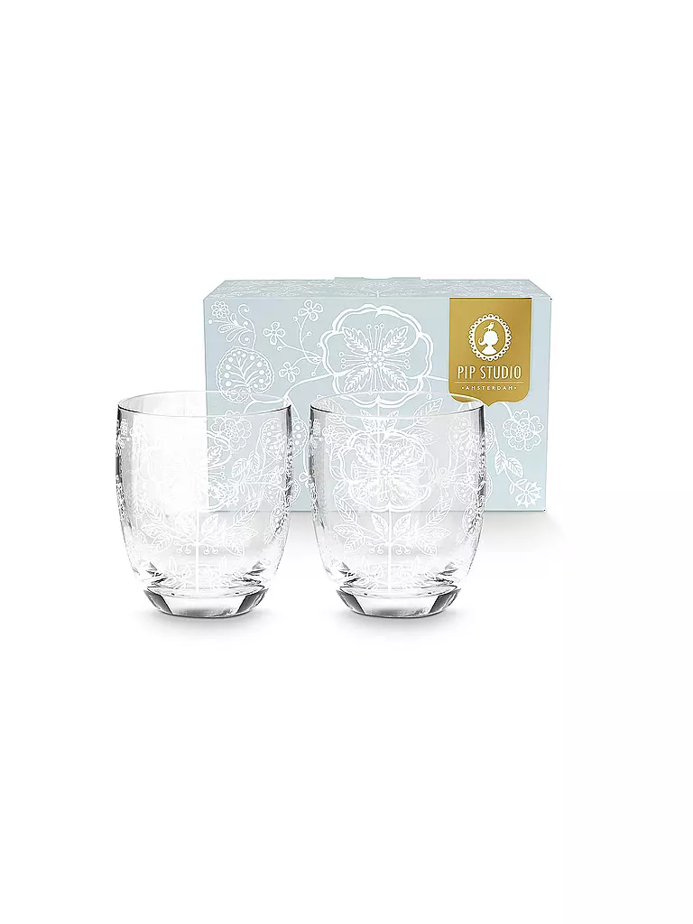 PIP STUDIO | Vaso de agua, juego de 2, 280 ml, Flower White | transparent