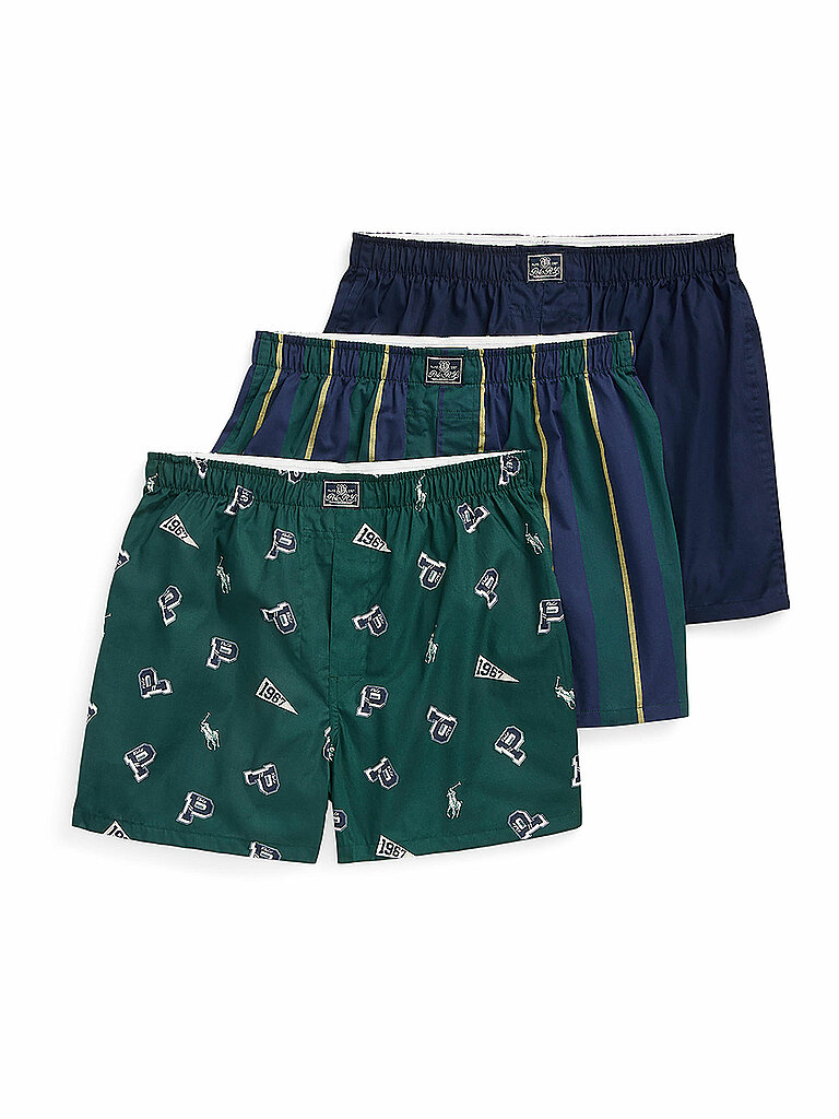 Polo Ralph Lauren Boxershorts Paquete de 3 con estampado azul marino verde oscuro