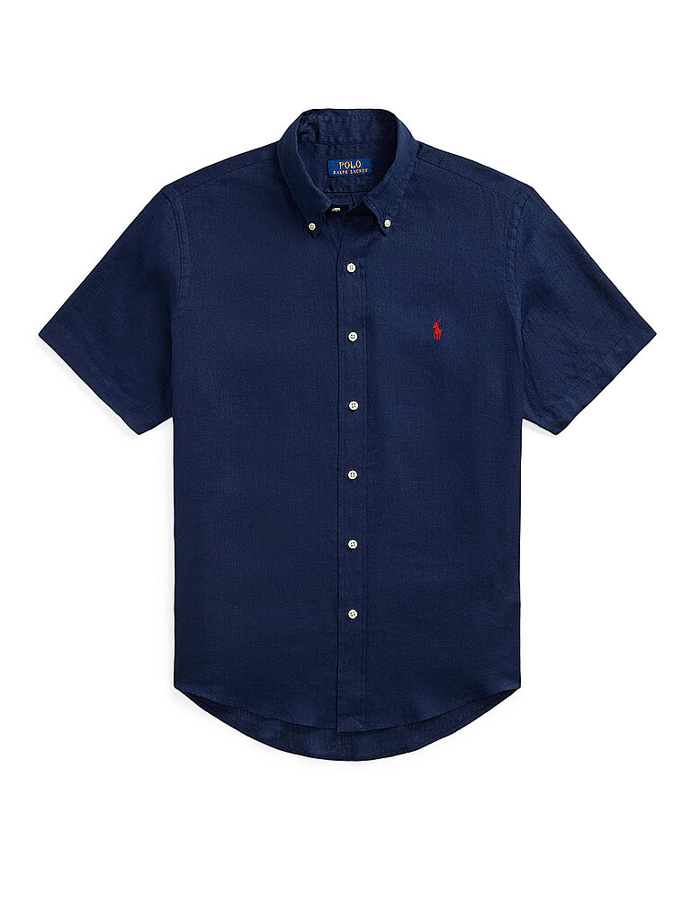 Camisa de lino azul oscuro L