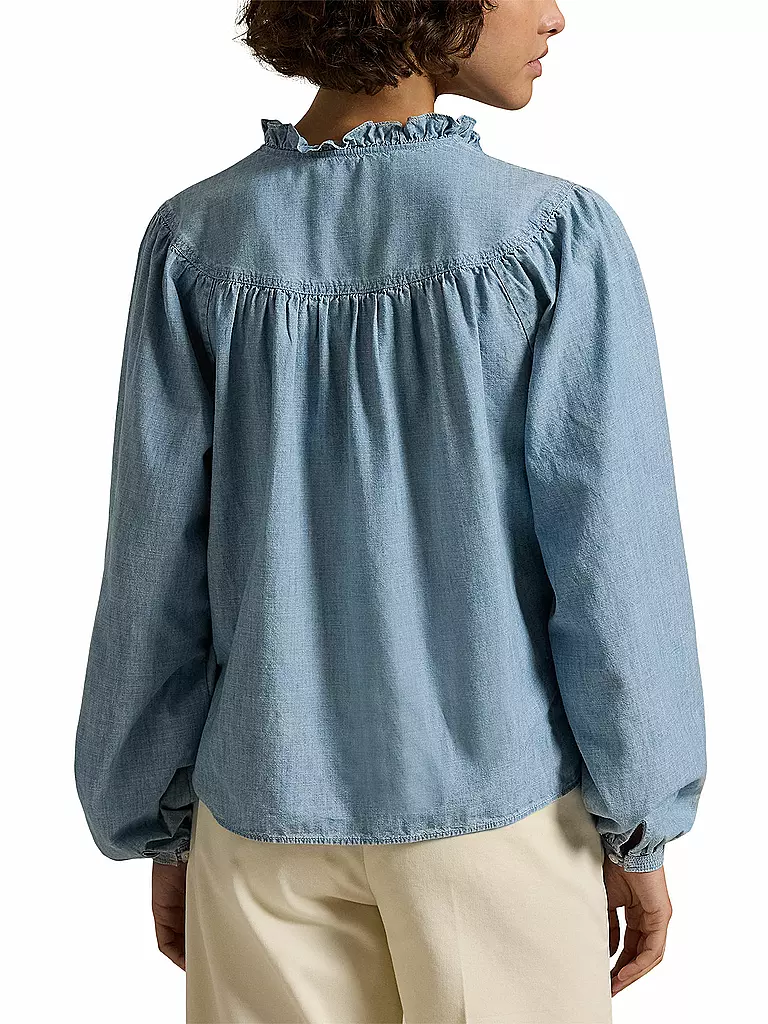 POLO RALPH LAUREN | Bluse
Produktname: Bluse
Marke: POLO RALPH LAUREN
Farbe: blau
Kategorien: Mode,Damen

Ärmellänge: Langarm
Material: Baumwolle
Kragenform: Stehkragen
Musterung: Unifarben
Passform (Oberbekleidung): Regular
Stil: Casual
Details: Raffung,Rüschen | 