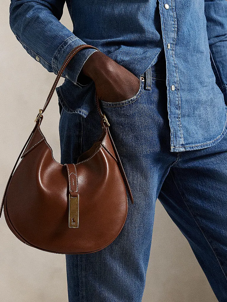 POLO RALPH LAUREN | Bolso de cuero - Bolso de hombro pequeño | Marrón