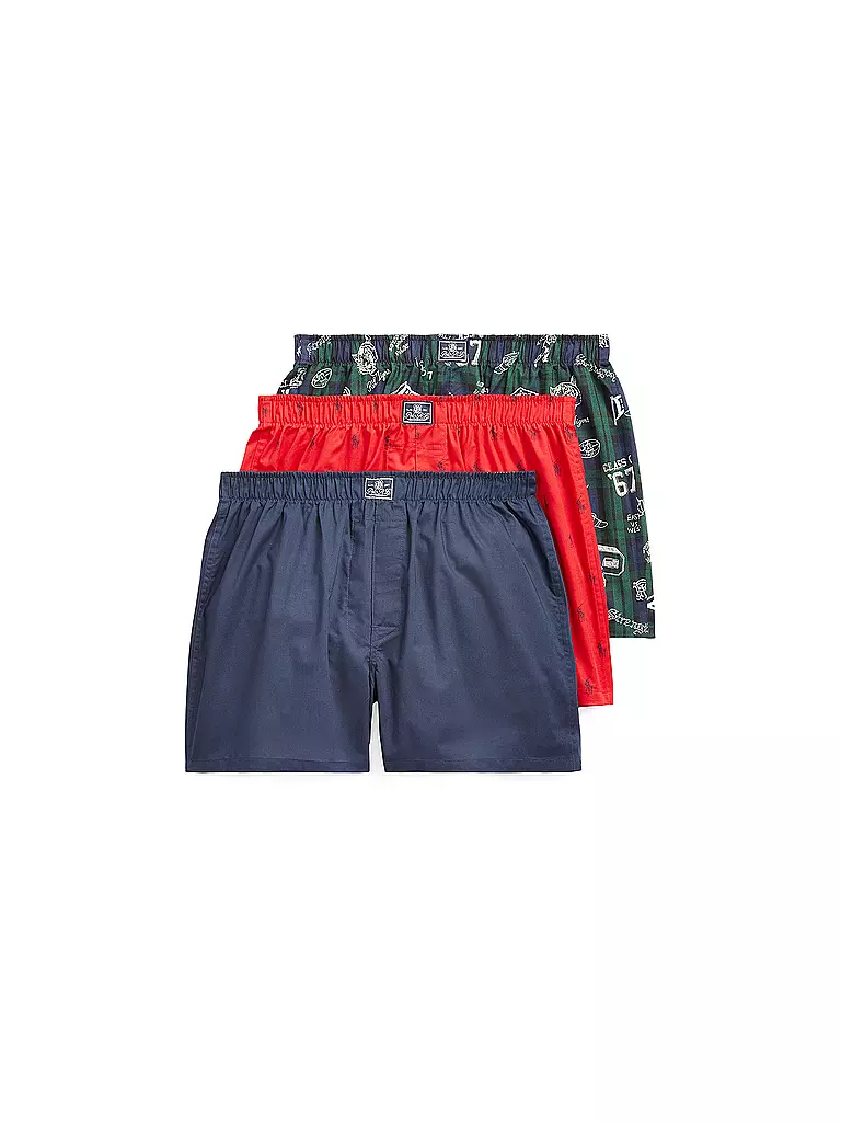 POLO RALPH LAUREN | Boxershorts Paquete de 3 azul rojo con estampado | Azul oscuro