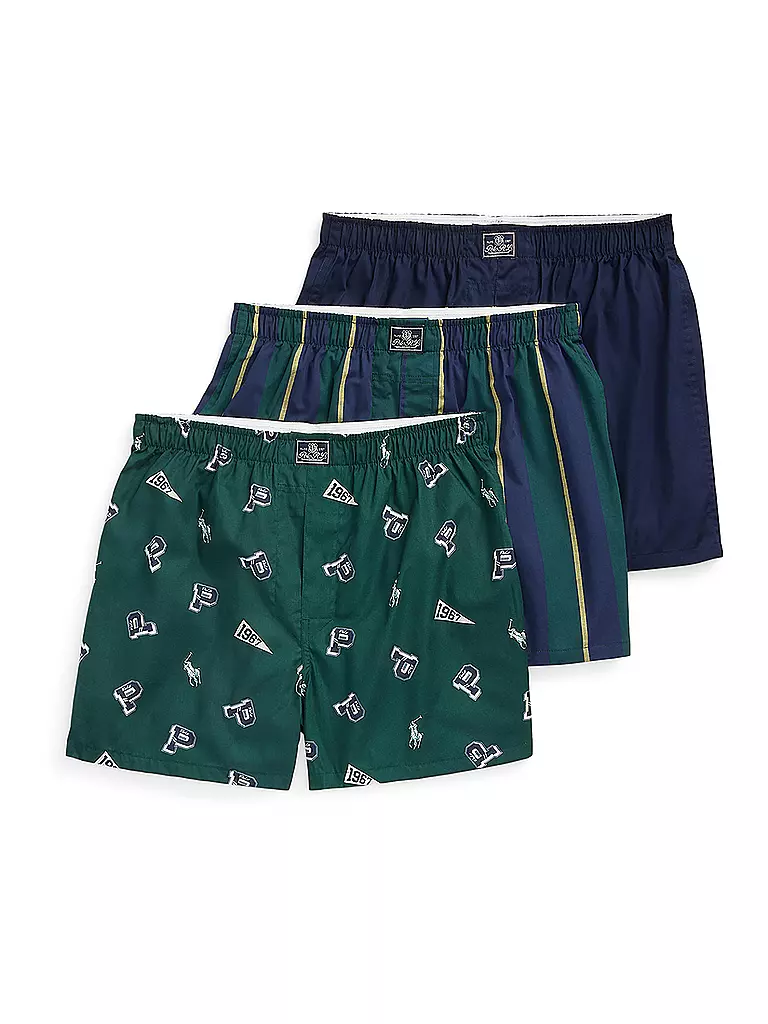 POLO RALPH LAUREN | Boxershorts Paquete de 3 con estampado azul marino | Verde oscuro