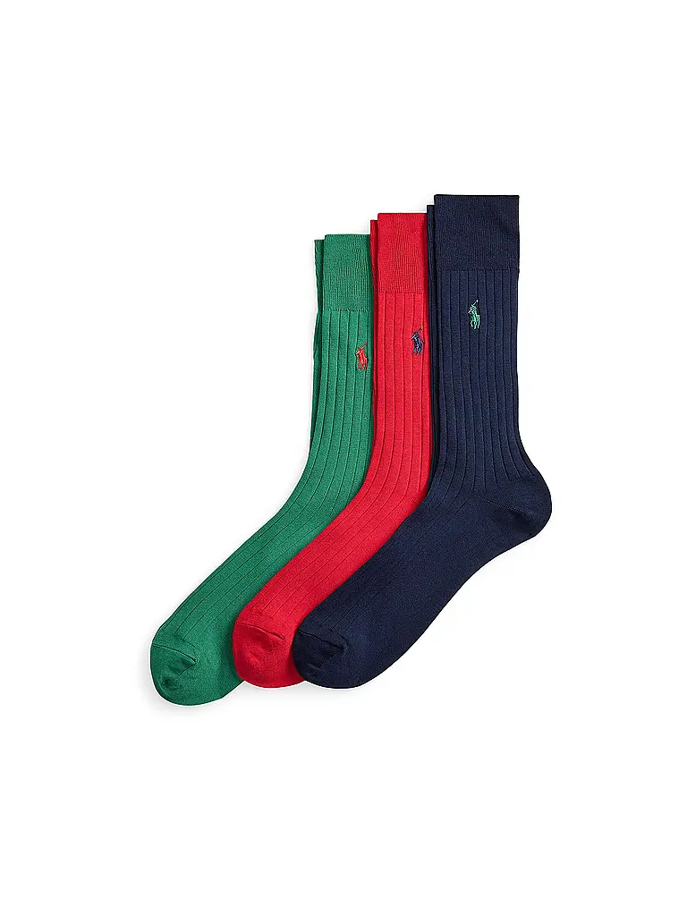 POLO RALPH LAUREN | Calcetines, paquete de 3, verde / rojo / azul marino | Multicolor