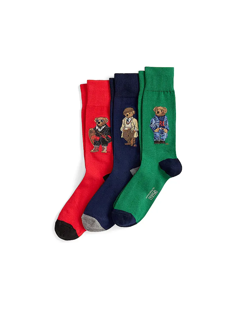 POLO RALPH LAUREN | Calcetines paquete de 3 verde / azul marino / rojo | Multicolor