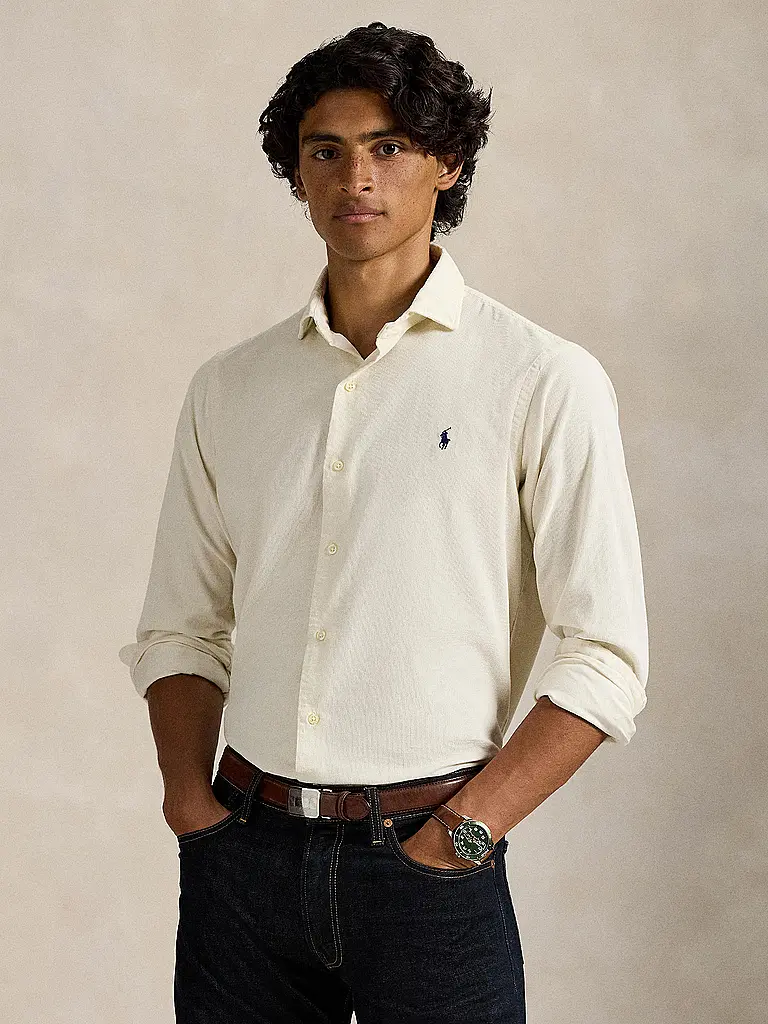 POLO RALPH LAUREN | Camisa de pana Custom Fit | Crema