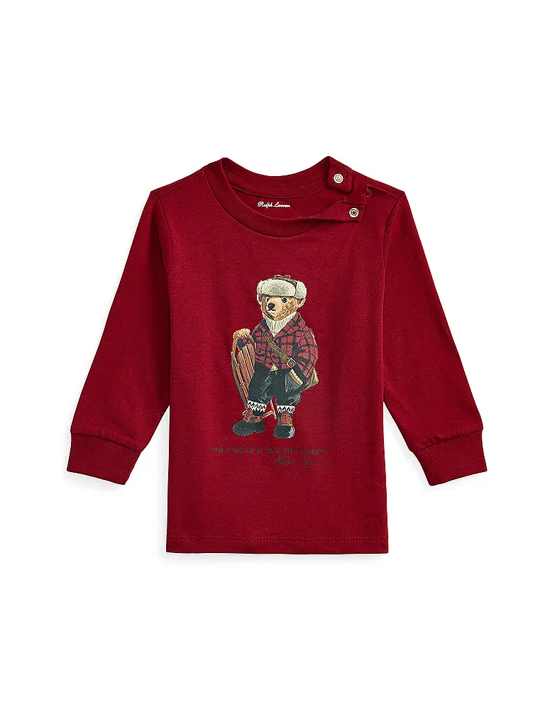 POLO RALPH LAUREN | Camiseta de manga larga para bebé | Rojo oscuro