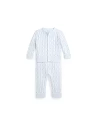 POLO RALPH LAUREN | Conjunto de bebé de 2 piezas, cárdigan y pantalón | Azul claro