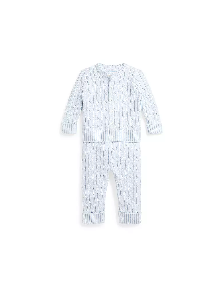 POLO RALPH LAUREN | Conjunto de bebé de 2 piezas, cárdigan y pantalón | Azul claro