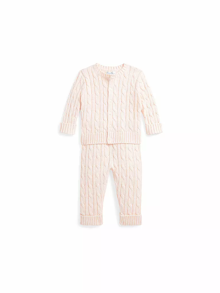 POLO RALPH LAUREN | Conjunto de bebé de 2 piezas, cárdigan y pantalón | Rosa