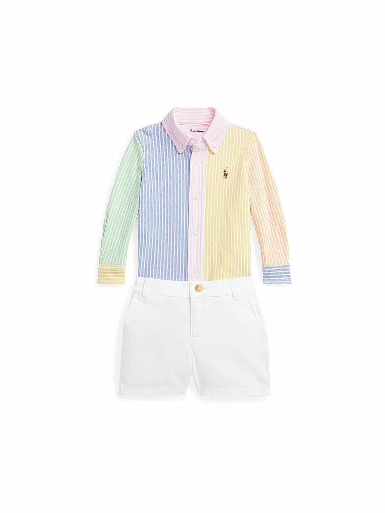 POLO RALPH LAUREN | Conjunto de bebé de 2 piezas, camisa y pantalones cortos vaqueros | Multicolor