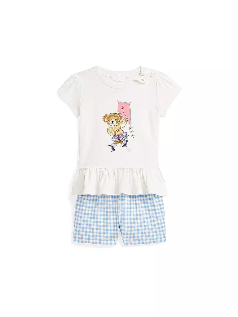 POLO RALPH LAUREN | Conjunto de bebé de 2 piezas, camiseta y shorts | Crema