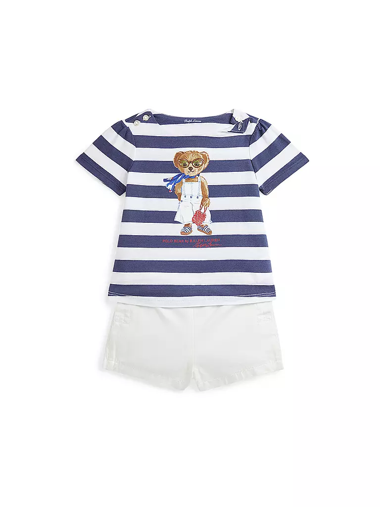 POLO RALPH LAUREN | Conjunto de bebé de 2 piezas, camiseta y shorts | Azul oscuro