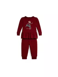 POLO RALPH LAUREN | Conjunto de bebé de 2 piezas, sudadera y pantalón | Rojo oscuro