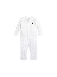 POLO RALPH LAUREN | Conjunto de bebé de 2 piezas, cárdigan y pantalón | Blanco