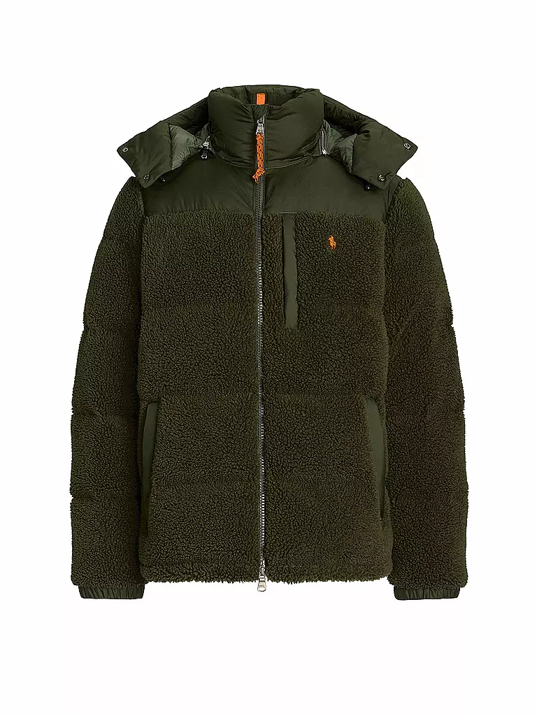 POLO RALPH LAUREN | Daunenjacke in Felloptik ELCAP TEDDY | Oliva