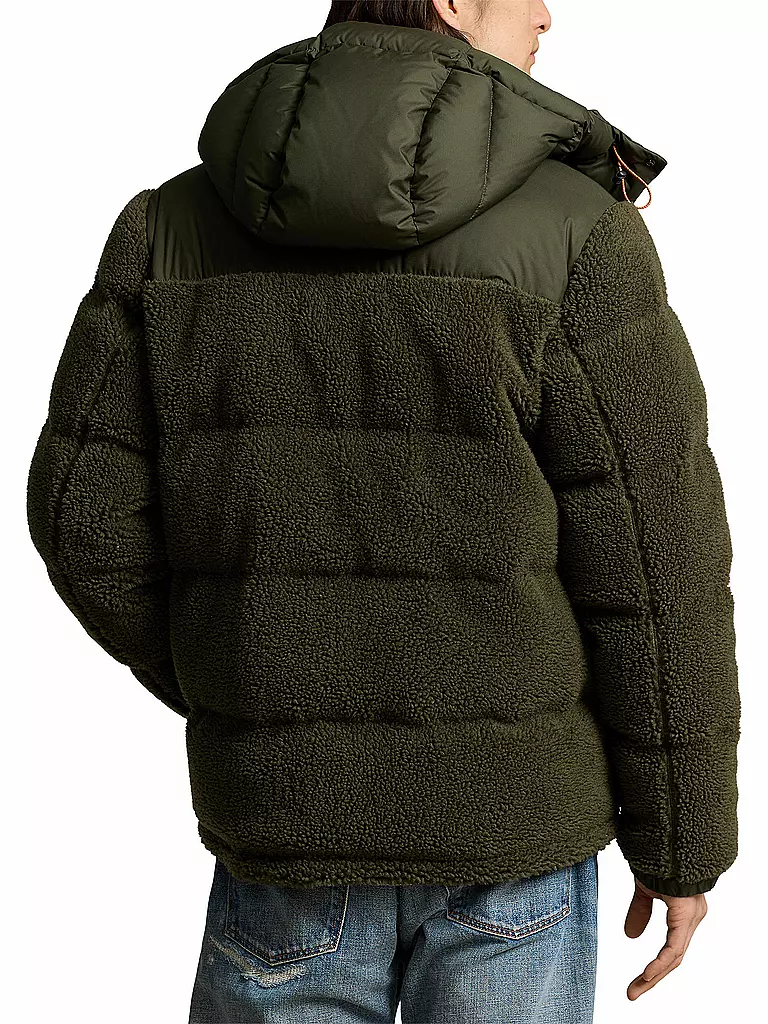 POLO RALPH LAUREN | Daunenjacke in Felloptik ELCAP TEDDY | Oliva