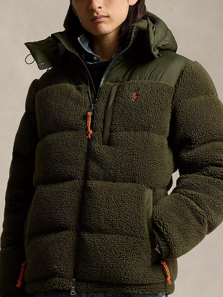 POLO RALPH LAUREN | Daunenjacke in Felloptik ELCAP TEDDY | Oliva