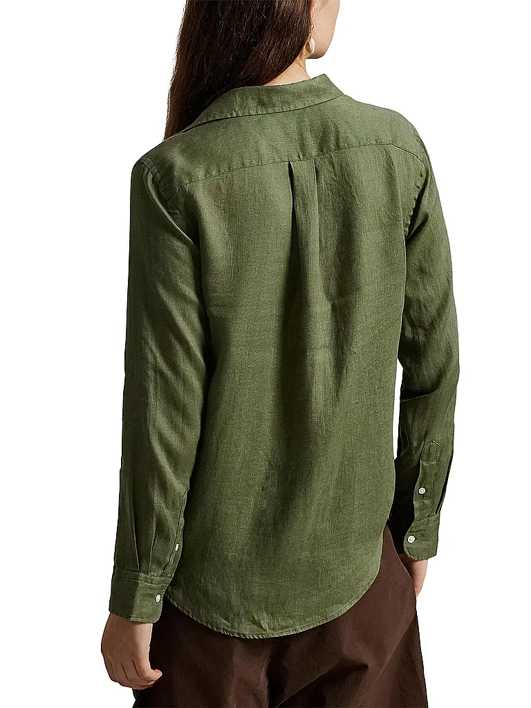 POLO RALPH LAUREN | Hemdbluse
Produktname: Hemdbluse 
Marke: POLO RALPH LAUREN
Farbe: olive
Kategorien: Mode,Damen

Ärmellänge: Langarm
Material: Leinen
Kragenform: Hemdblusenkragen
Musterung: Unifarben
Passform (Oberbekleidung): Regular
Stil: Casual
Details: Logo | 