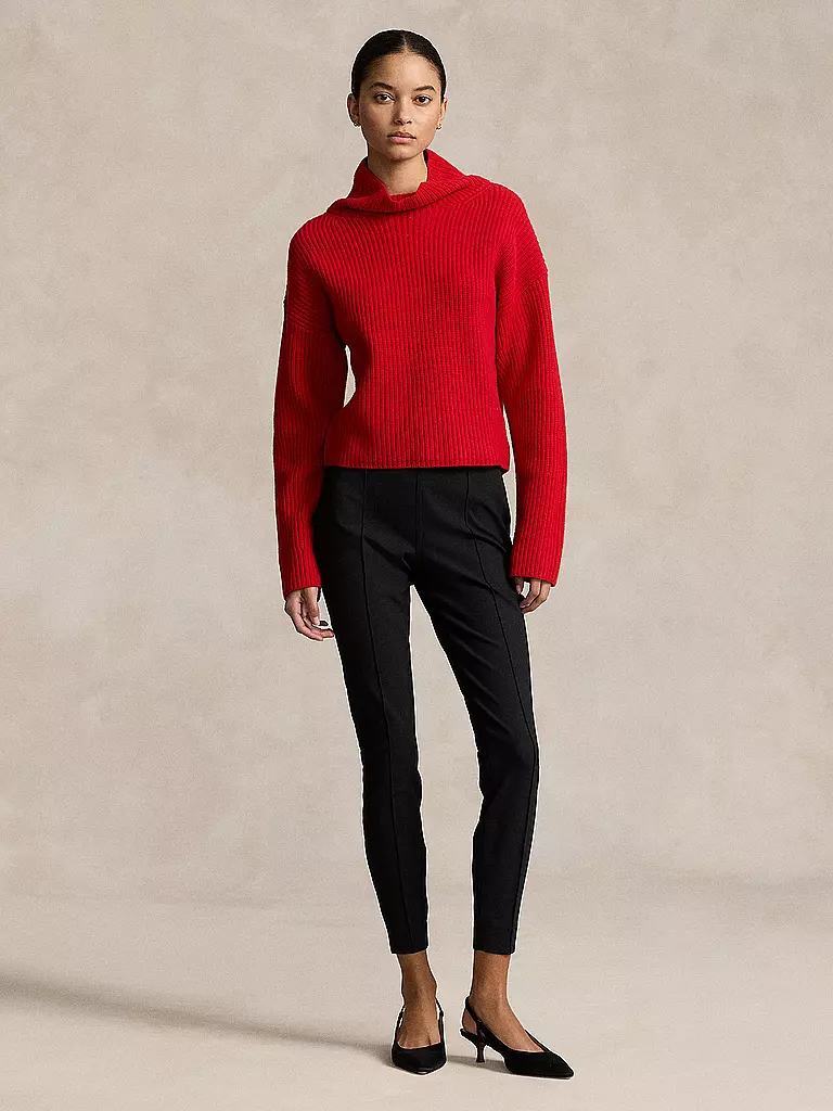 POLO RALPH LAUREN | Jersey de cuello alto corte cropped | Rojo