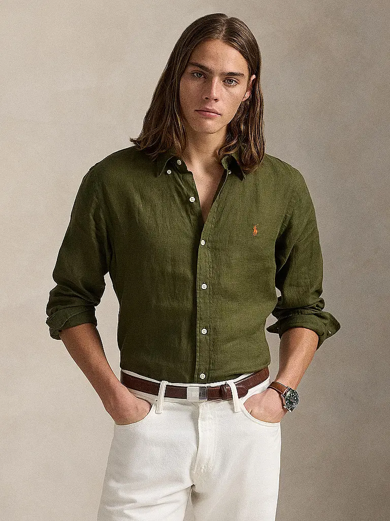 POLO RALPH LAUREN | Leinenhemd Custom Fit | Oliva