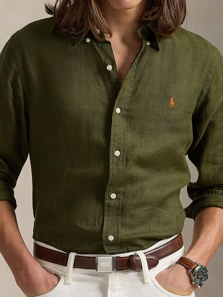 POLO RALPH LAUREN | Leinenhemd Custom Fit | Oliva