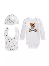 POLO RALPH LAUREN | Set de bebé de 3 piezas | Blanco