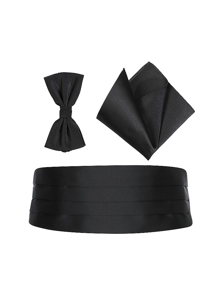 Profuomo Set fajín, pajarita y pañuelo de bolsillo negro