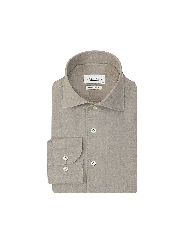 Profuomo Camisa de lino oliva 42
