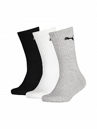 PUMA | Calcetines deportivos para niños, paquete de 3, gris, blanco, negro