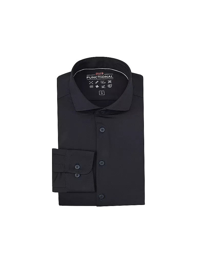 PURE | Camisa de jersey Slim Fit | Azul oscuro