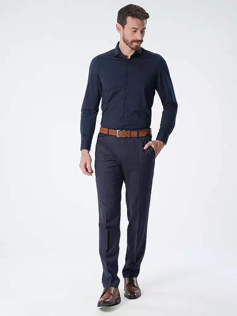 PURE | Camisa de jersey Slim Fit | Azul oscuro