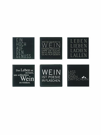RAEDER | Posavasos Juego de 6 WEIN TEXTO 10x10cm Negro