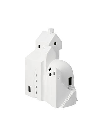 RAEDER | Casa de luz LED Treppchenstädtchen 17x21cm Blanco