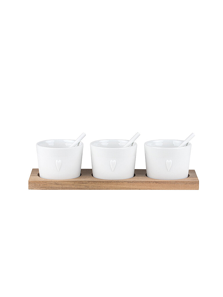 Set de cuencos 21,5x7x5cm Dreierlei Herz blanco
