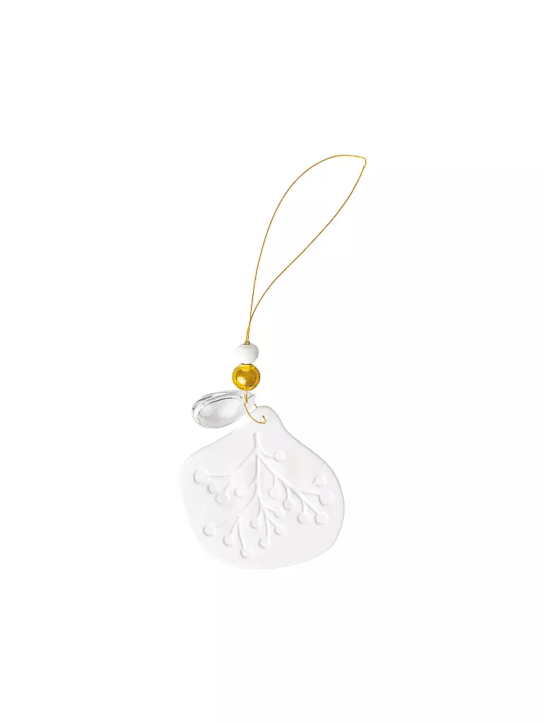 RAEDER | Adorno de porcelana 5,5x6cm WINTERZAUBER Rama de bayas | Blanco