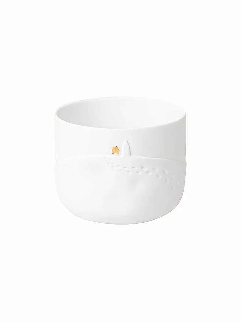 RAEDER | Candelabro para vela de té 9cm DÍA DE NIEVE Huellas | Blanco